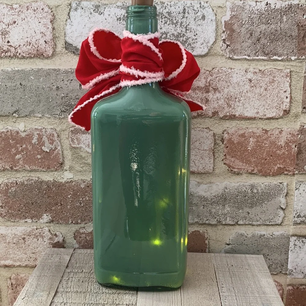 Hand Crafted Green Painted Margarita Valentine Bottle Lantern